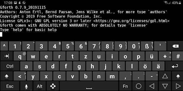 gforth - GNU Forth für Android Screenshot