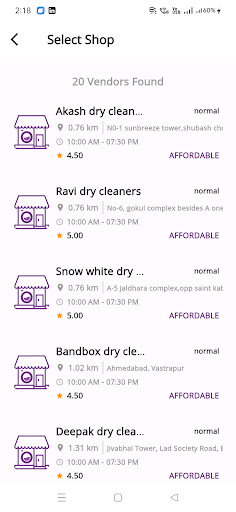 Washlo Customer App Screen 2