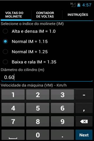 Android application Regulagem de colhedora screenshort