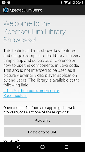 Android application Spectaculum Demo screenshort