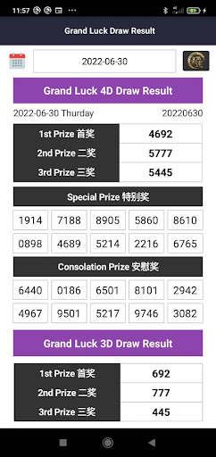 Android application 4D Result Lottery Grand Luck screenshort