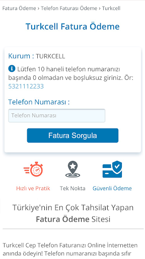 Telefon Faturası Ödeme Screen 2
