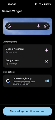 Screenshot of Search Widget (Material You)