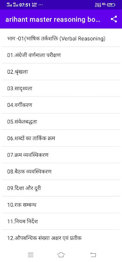 Android application arihant master reasoning hindi screenshort