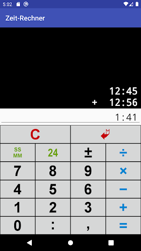 Android application ZeitRechner screenshort