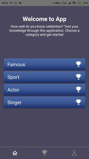 Android application Quiz App Celebrities screenshort