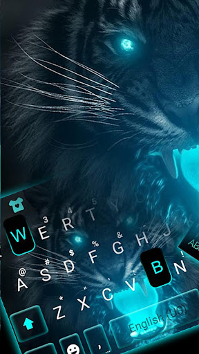 Blue Neon Tiger Keyboard Theme screenshot 1