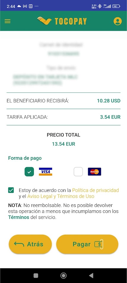 #3. Tocopay (Android) โดย: Desarrollo Bidaiondo