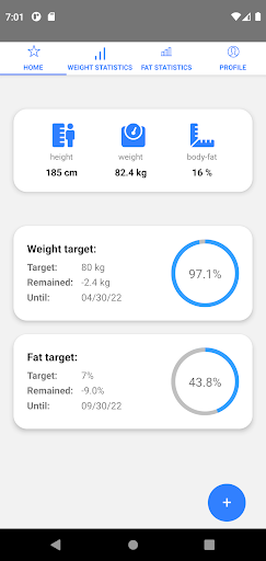 Android application Weight Tracker screenshort