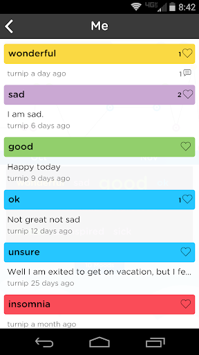 Moodtrack Social Diary Screen 2