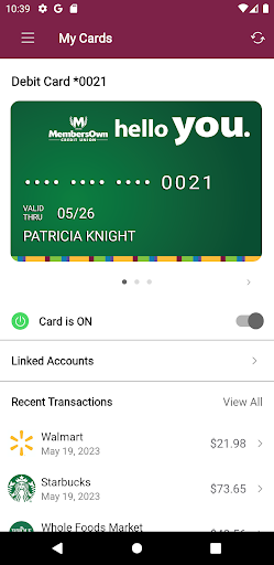 Android application MembersOwn CU CardControl screenshort