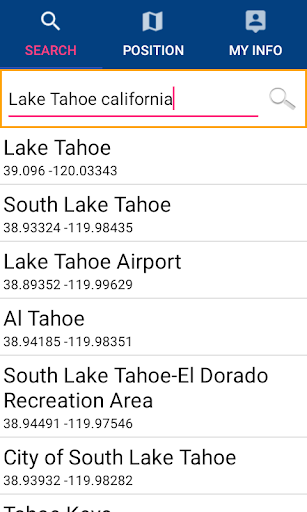 Screenshot of Lake Tahoe California GPS Maps