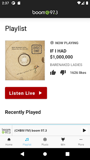 Android application boom 97.3 screenshort