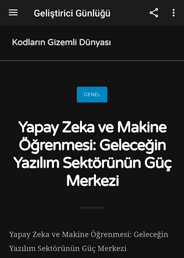 Geliştirici Günlüğü - Yazılım