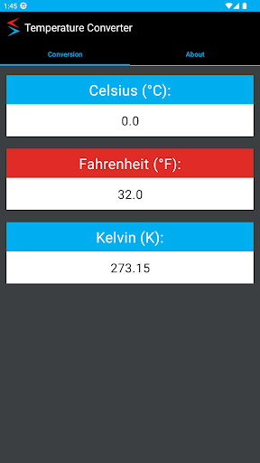 Android application Temperature Converter screenshort