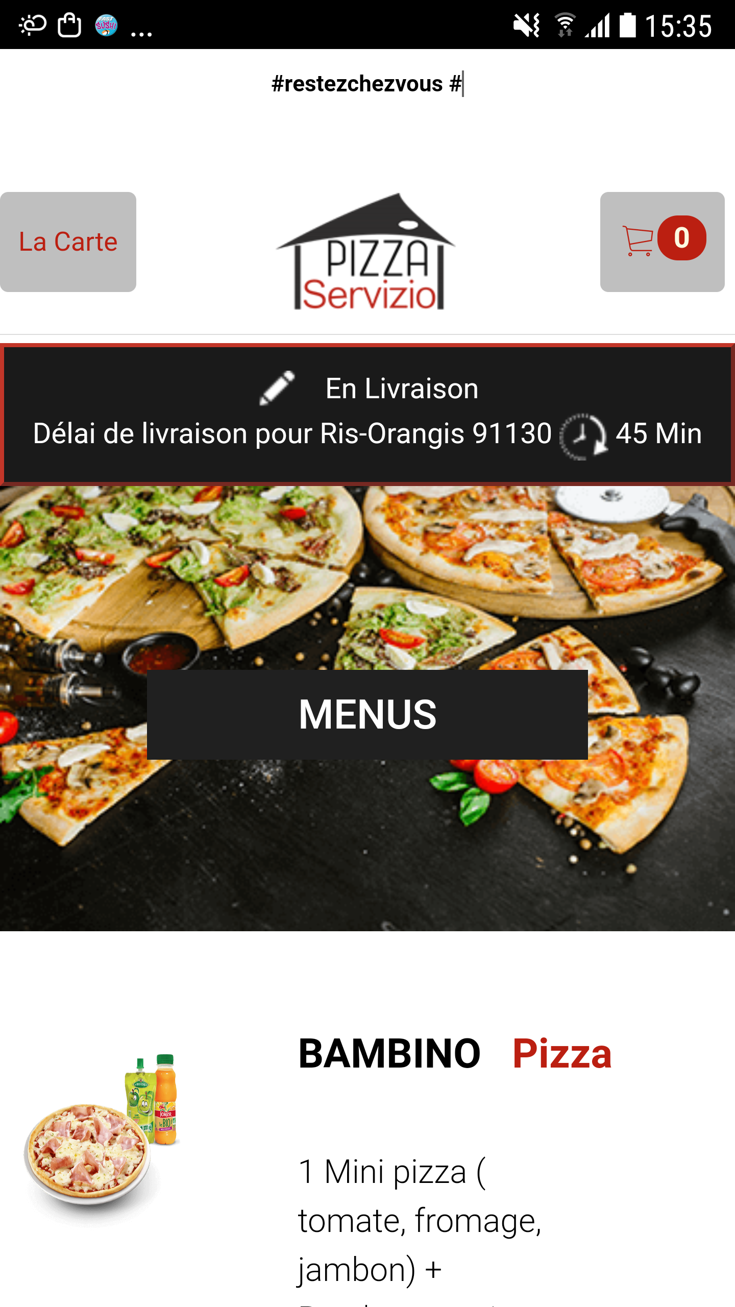Android application Pizza Servizio screenshort