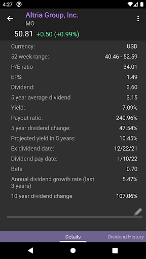 Dividend Tracker Screen 2