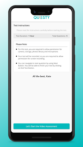 Questy Video Assessment Screen 2