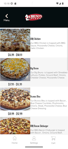 Screenshot of Bruno’s Pizza