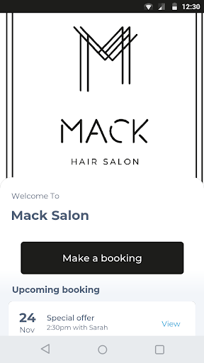Android application Mack Salon screenshort