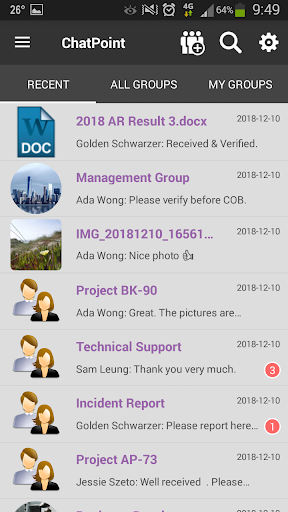 Android application ChatPoint - Team Communication screenshort