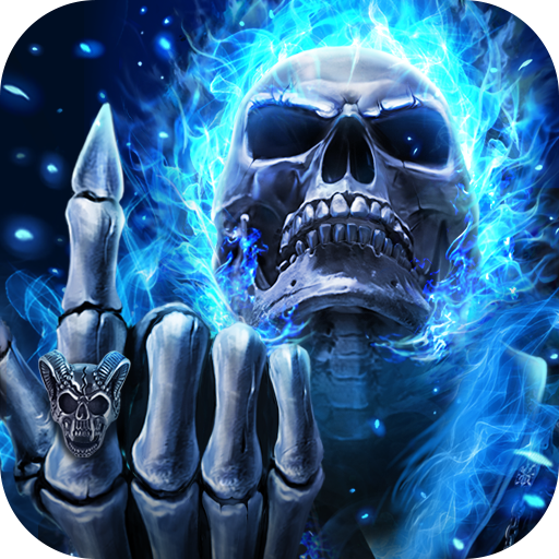 Blue Flaming Skull Live Wallpaper