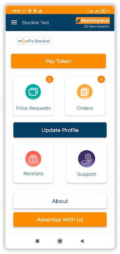 Android application mCarFix Stockists App screenshort