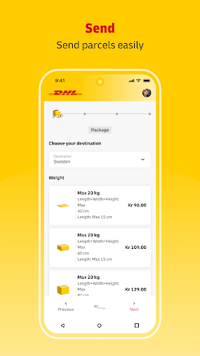 My DHL Screen 2