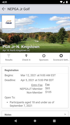 NEPGA Junior Golf Tour Screen 3