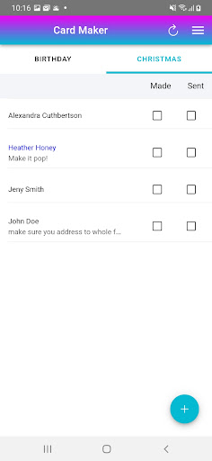 Card Makers Planning Tool Screen 3