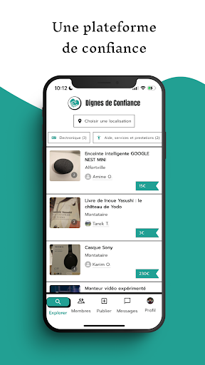 Android application Dignes de Confiance screenshort