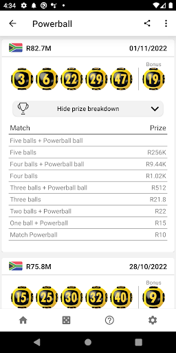 National Lottery Results Screen 3