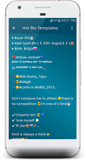 Bio Quote Ideas Screen 2