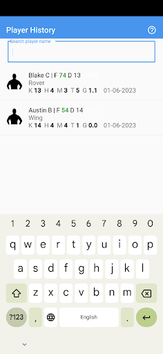My AFL Stats Screen 3