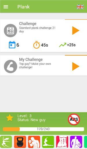 Screenshot of Plank challenge BeStronger
