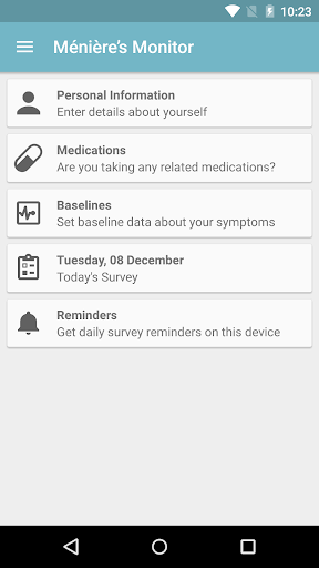 Android application Ménière’s Monitor screenshort