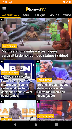 Benin Web TV Screen 2