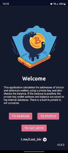 Android application Key Hunter - Bitcoin Checker screenshort