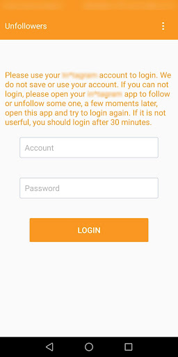 Android application Unfollow Users screenshort