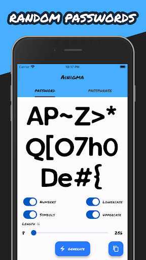 Android application Ainigma - password generator screenshort