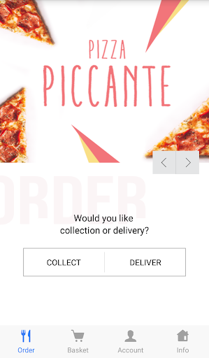 Android application Pizza Piccante screenshort