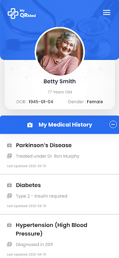 MyQRMed Screen 2