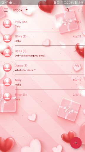 Screenshot of Next SMS Pink Love 2 Skin