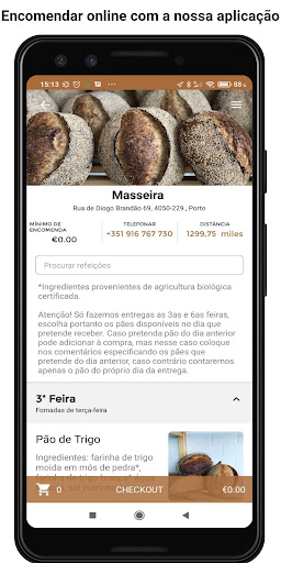Android application Padaria Masseira screenshort