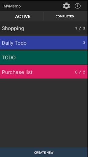 MyMemo Checklist Screen 2