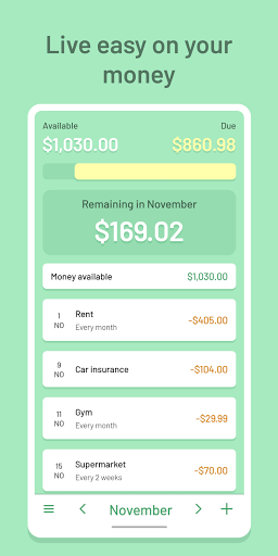 Android application CostList - Make ends meet screenshort