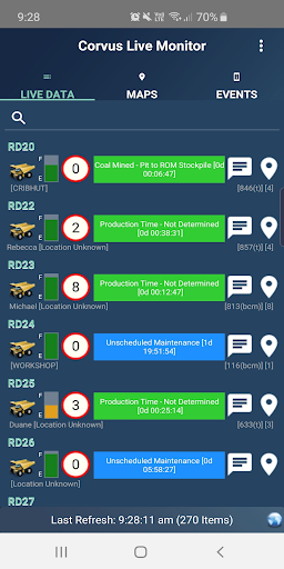 Android application Corvus Live Monitor screenshort