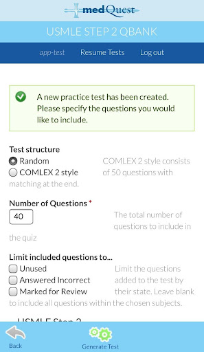 Android application MedQuest QBank screenshort