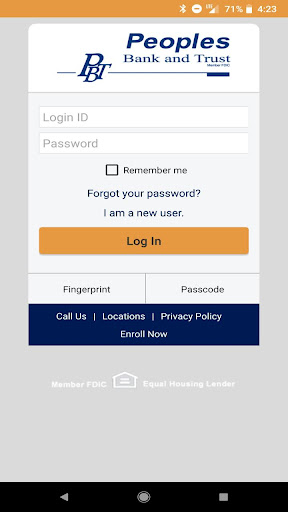 Android application Peoples Bank and Trust Mobile screenshort