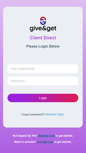 Android application Give & Get Client Direct screenshort